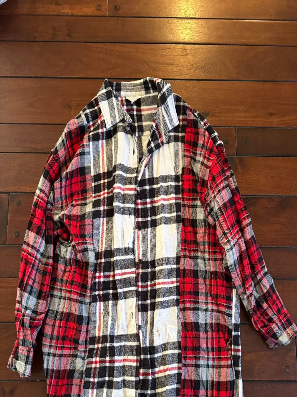 Topshop Patchwork Plaid Oversized Flannel Shirt M